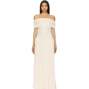 Lioness NWT field of dreams Off-Shoulder Cream Maxi Dress
